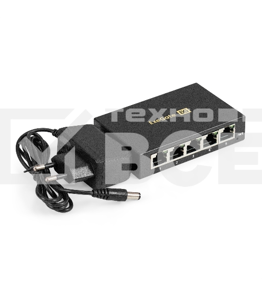 Коммутатор неуправляемый ExeGate EDGS-1005D (5-портовый гигабитный UTP 10/100/1000 Base-T, металлический корпус, с функцией энергосбережения (Green Ethernet Technology), настольный)