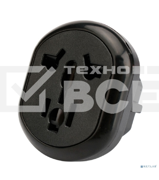 Переходник питания универсальный Cablexpert 6в1 A-AC-UKEU-003B, с вилки A,B,(C),F,E,G,I в F,E, 16А, термостойкий PС пластик, черный, пакет