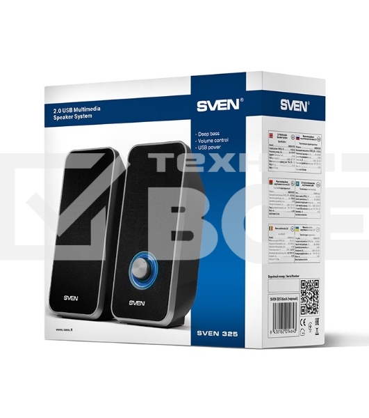 Акустическая система 2.0 SVEN 325, чёрный, USB, мощность 2x3 Вт(RMS) SVEN 325, чёрный, USB, акустическая система 2.0, мощность 2x3 Вт(RMS)