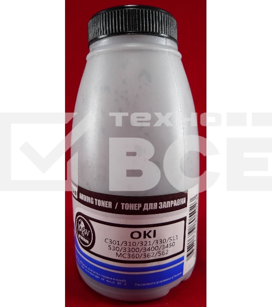 Тонер OKI C301/C321/C310/C330/C331/C510/C511/C530/C531/C3300/C3400/C3450/C3520/C3530/C3600/MC350/MC351/MC352/MC360/MC361/MC362/MC561/MC562 Black (фл., 70г) B&W Premium (Tomoegawa) - фас.России