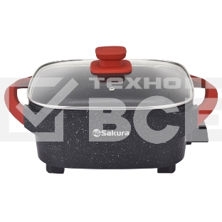 Электросковорода Sakura SA-7714BR Master Chef 1800-2000Вт 30х10см квадр черн/красн