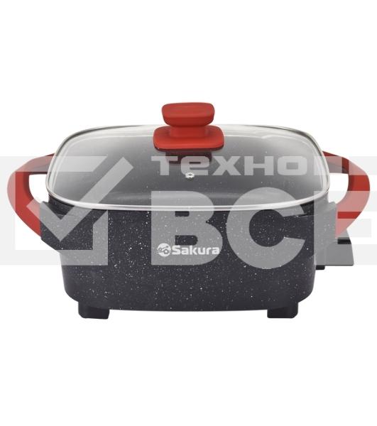 Электросковорода Sakura SA-7714BR Master Chef 1800-2000Вт 30х10см квадр черн/красн