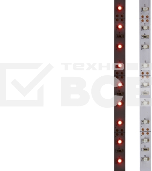Лента LED открытая, 8 мм, IP23, SMD 2835, 60 LED/m, 12 V, цвет свечения красный