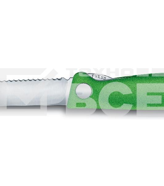 Нож кухонный Victorinox Swiss Classic (6.7836.F4B) стальной для овощей лезв.110мм серрейт. заточка зеленый блистер