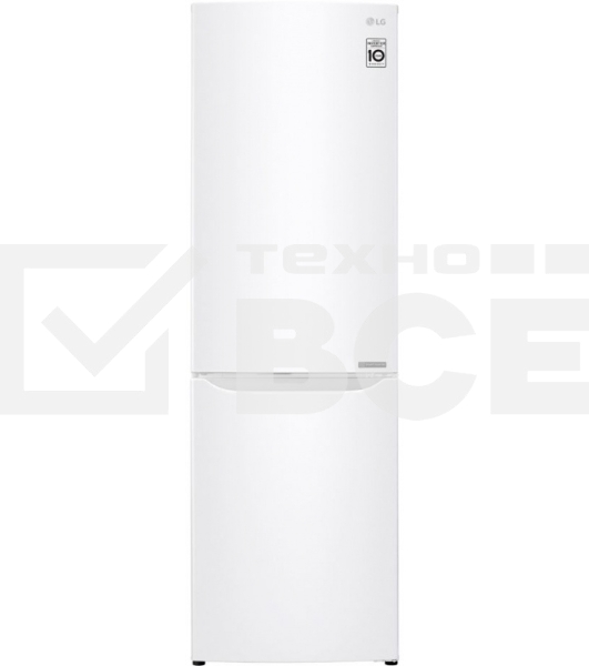 Холодильник LG GA-B419SWJL белый двухкамерный 223/79л морозилка снизу, No Frost