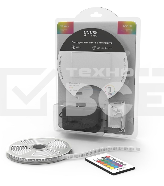 Лента Basic в комплекте 12V 10W/m 700lm/m RGB IP20 LED 3m 1/50