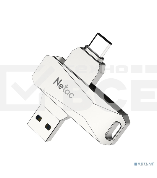 Флеш диск USB Drive Netac U782C dual USB3.0+TypeC 64GB, retail version