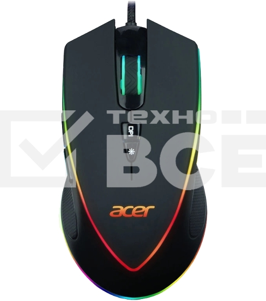 Мышь проводная Acer OMW131 черный, 6400 dpi, USB, кнопки - 7