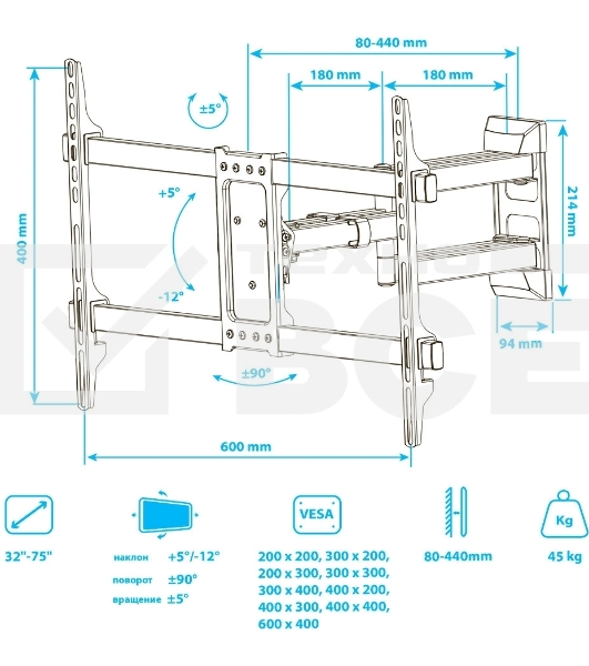Кронштейн для телевизора Kromax CORBEL-10, 22