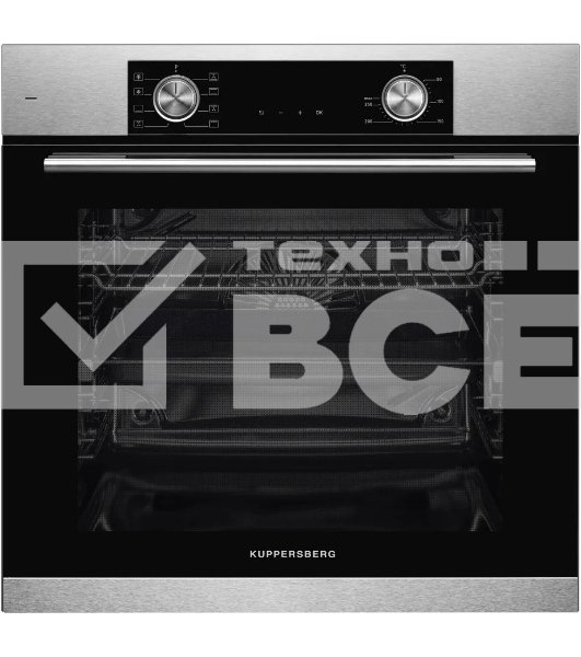 Встраиваемый духовой шкаф Kuppersberg HF 608 BX 80 л, High-Tech, 6 режимов, паровая очистка, черный, нерж. сталь