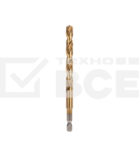 Сверло по металлу, 8мм, Р6М5, ТИТАН, шестигранный хвостовик (1 шт. в упаковке) DIN 338 Kranz