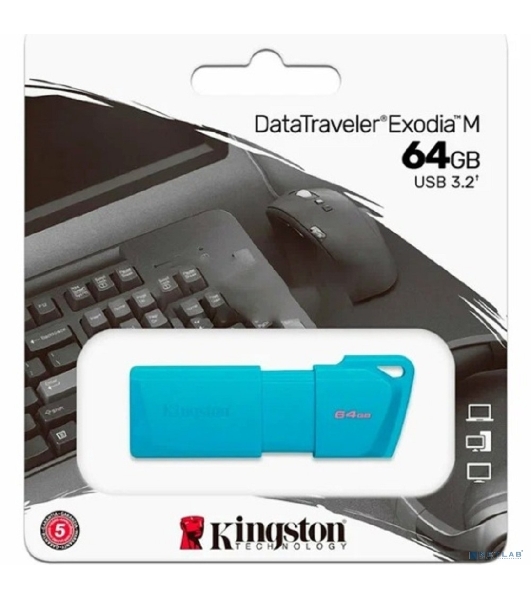 Флэш-накопитель Kingston USB Drive 64Gb USB 3.2 DT Exodia M DTXM - NEON (AQUA BLUE)