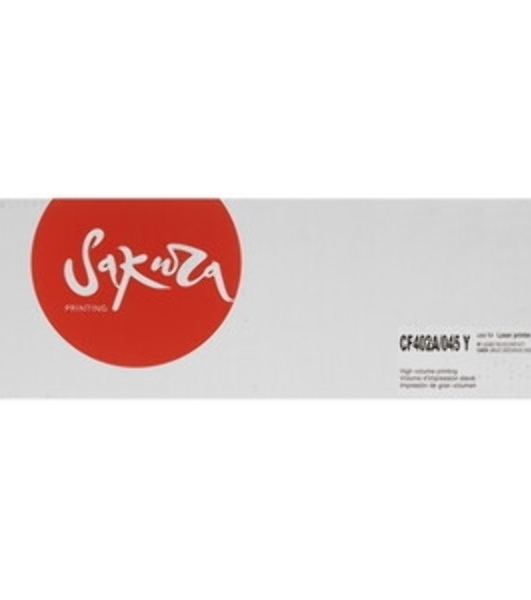 Картридж лазерный Sakura CF402A/045M для HP Color LaserJet Pro M252n/M252dn/MFP277dw/277n и Canon i-SENSYS LBP-610C, MF-630C, желтый, 1 300к.