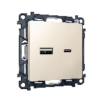 Комплект механизма розетки ALFA Бежевый матовый 2USB A+C 20W (быстрая зарядка) QUANT (AP3310, VM177) MA331010, фото7