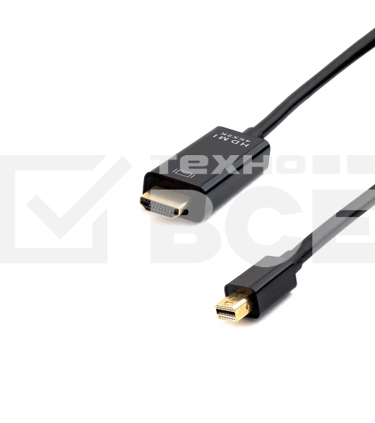 Кабель Cablexpert mDP-HDMI, 20M/19M, 1.8м, черный, позол.разъемы, пакет (CC-mDP-HDMI-6)