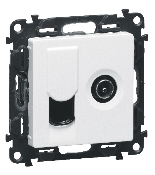 Лицевая панель розетки TV-RJ45. Белая Valena LIFE. 