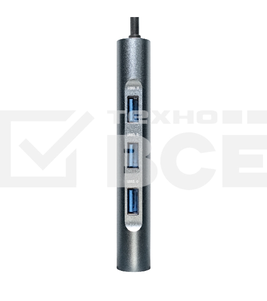 Док-станция ExeGate EX293985RUS DUB-31C/MAX (кабель-адаптер USB Type-C --> 3xUSB3.0 + Card Reader + PD 100W + HDMI 4K@30Hz + VGA + Audio + Lan RJ45 10/100/1000Mb, Plug&Play, серый)