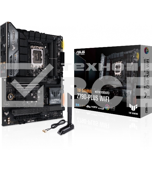 Материнская плата ASUS TUF GAMING Z790-PLUS WIFI, LGA 1700, Intel Z790, 4xDDR5, 4xSATA, 4xM.2, 1xPCIe 5.0 x16, 1xPCIe 4.0 x4, 2xUSB-A 3.2 Gen 2, 4xUSB-A 3.2 Gen 1, 1xUSB-C 3.2 Gen 2, 1xUSB-C 3.2 Gen 2x2, 1x2.5Gb LAN, 5x3.5 мм, 7.1, Standard-ATX