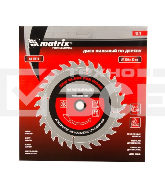Пильный диск по дереву Matrix, ф300 х 32 мм, 60 зубьев