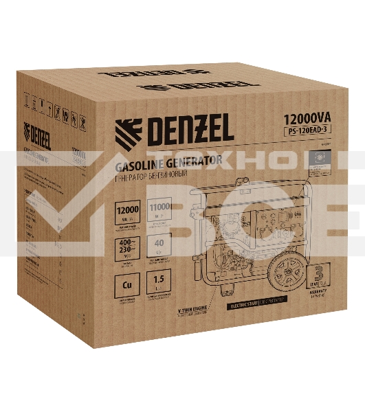 Электрогенератор бензиновый Denzel PS-120EAD-3, 12 кВт, 110 дБ, 180 кг