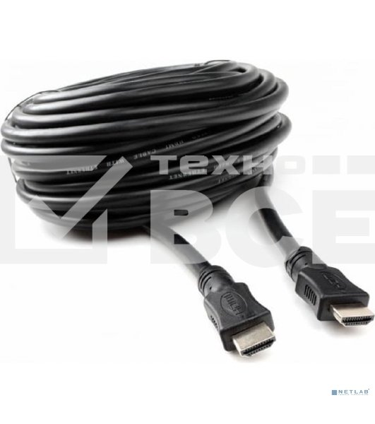 Кабель HDMI Cablexpert CC-HDMI4L-20M, 20м, v2.0, 19M/19M, серия Light, черный, позол.разъемы, экран, пакет