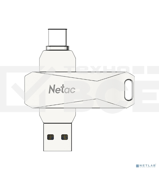 Флеш диск USB Drive Netac U782C dual USB3.0+TypeC 64GB, retail version