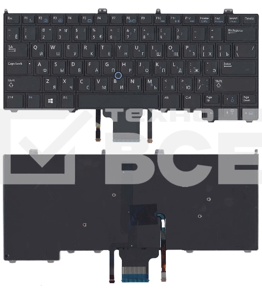 Клавиатура для ноутбука Dell Latitude E7440 E7420 черная с подсветкой и указателем
