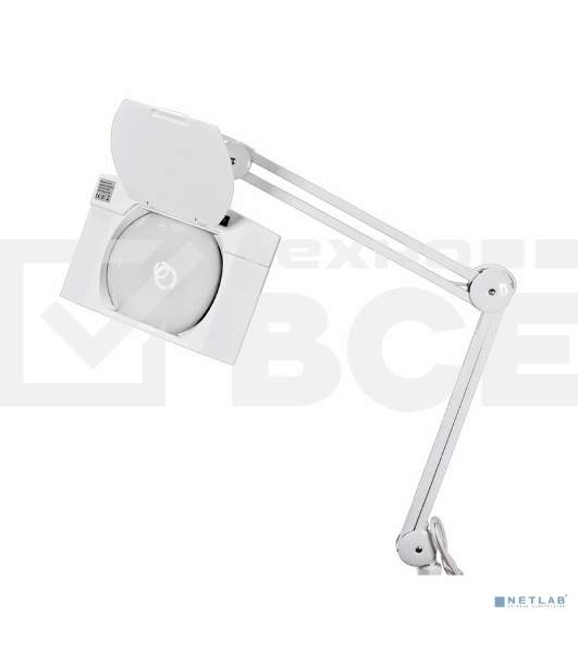 Лупа на струбцине Rexant, квадратная, 5D, с подсветкой 60 SMD LED, сенсорный регулятор яркости, белая