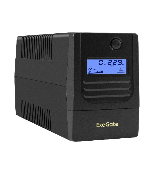 ИБП ExeGate Smart LB-600.LCD.AVR.2SH (600VA/360W, LCD, AVR, 2*Schuko, батарея 12V 7.2Ah, Black)