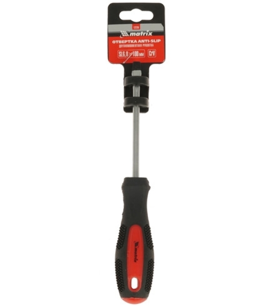 Отвертка Matrix Anti-Slip, SL6,0 х 100 мм, CrV, двухкомп. рукоятка
