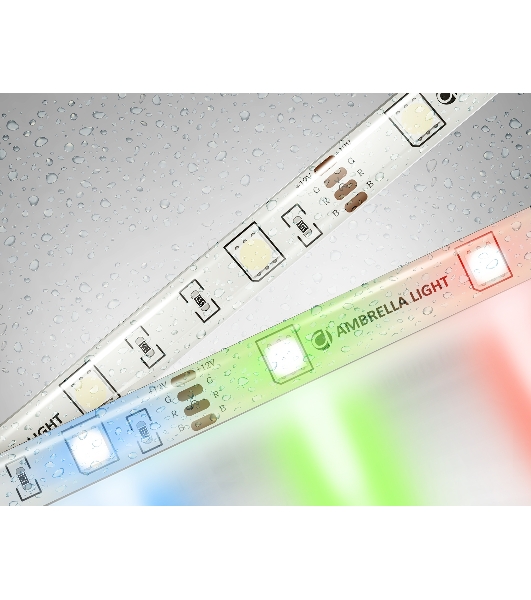 Светодиодная лента Ambrella light GS2301 5050 30Led/ 7.2W m/ 12V IP65 RGB/ 5000*10*2.87mm (4 конт.)