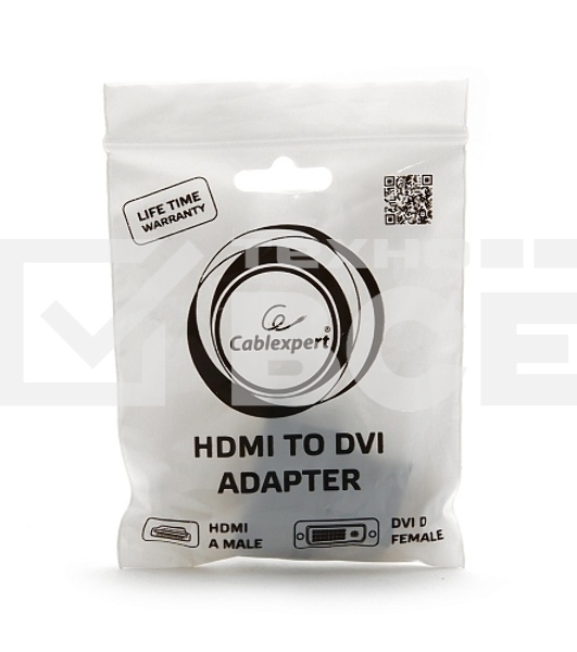 Переходник Gembird Переходник HDMI-DVI 19M/25F, золотые разъемы, пакет(A-HDMI-DVI-3)