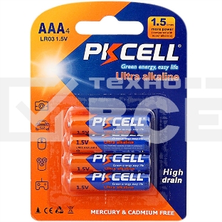 Щелочной/алкалиновый элемент питания PKCELL LR03-4B тип - AAА 4 шт в блистере