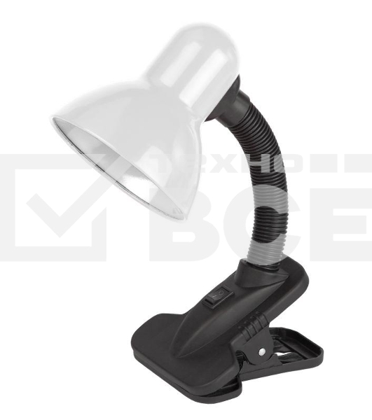 Настольные светильники ЭРА N-102 N-102-E27-40W-W белый Светильник настольный, цоколь E-27, на прищепке