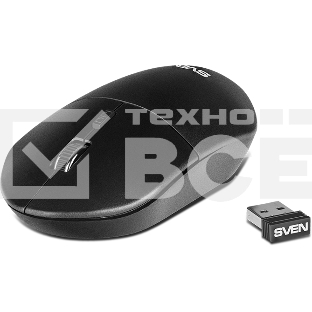 Мышь беспроводная SVEN RX-515SW черный, 1600 dpi, радиоканал, USB, кнопки - 4