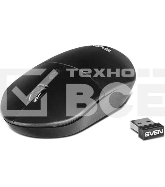 Мышь беспроводная SVEN RX-515SW черный, 1600 dpi, радиоканал, USB, кнопки - 4