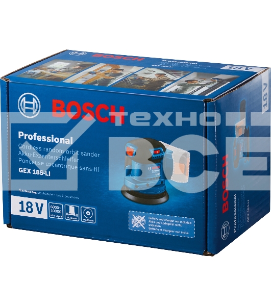 Эксцентриковая шлифмашина Bosch GEX 185-LI аккум. (06013A5021)