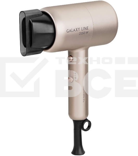 Фен для волос Galaxy Line GL 4352, бежевый, 2150 Вт, 2 скорости потока воздуха, функция «холодный воздух», щелевая насадка-концентратор, подвесная петля, длина шнура питания 170 см, защита мотора от перегрева