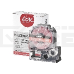 Кассета с лентой S'OK by Sakura Printing K4RWP для Epson, белый на красном, 12мм/8м, фото 1