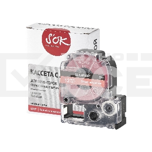 Кассета с лентой S'OK by Sakura Printing K4RWP для Epson, белый на красном, 12мм/8м