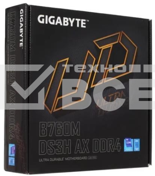 Материнская плата Gigabyte B760M DS3H AX DDR4, LGA 1700, Intel B760, 4xDDR4, 4xSATA, 2xM.2, 1xPCI-E 4.0 x16, 2xPCI-E 4.0 x1, 1xHDMI, 2xDP, 1x 2.5Gb LAN, 3xUSB 3.2 Gen 1, 2xUSB 2.0, 3x3.5 мм, 7.1, Micro-ATX