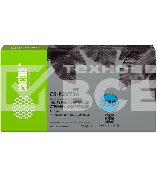 Картридж струйный Cactus CS-P2V73A №730 фото черный (300мл) для HP Designjet T1600/1700/2600