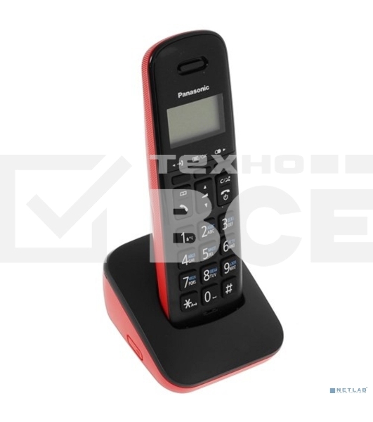 Телефон беспроводной (DECT) Panasonic KX-TGB610RUR, Монохромный, АОН, черный/красный