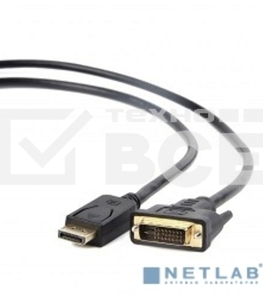 Кабель DisplayPort-DVI Gembird/Cablexpert 1м, 20M/19M, черный, экран, пакет(CC-DPM-DVIM-1M)