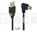 Кабель USB  Type A на Mini USB угол влево 0,25 м, фото 1