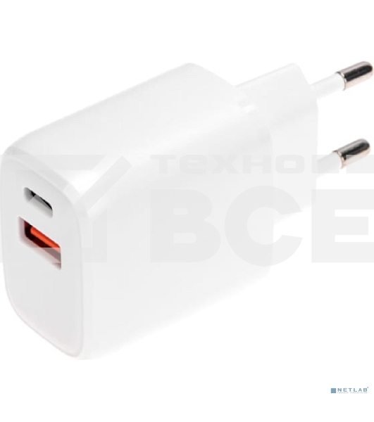 Сетевое зарядное устройство USB QC (20W) + Type C PD (20W), белый Rexant