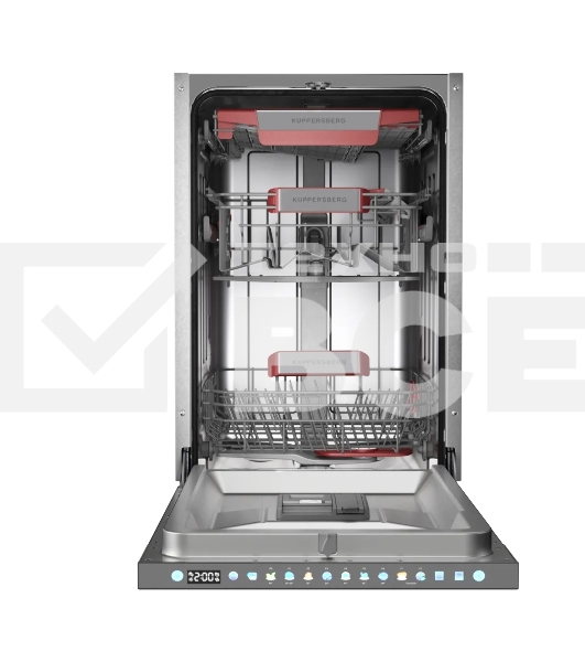 Встраиваемая посудомоечная машина Kuppersberg, High-Tech, 45 см, 10 комплектов, 3 корзины, 7 программ, конденсационная сушка, автоматическое открывание двери, LED подсветка, сенсорное управление, инверторный мотор, энергоэффективность А+++