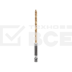 Сверло по металлу Kranz 4 мм, Р6М5, ТИТАН, шестигранный хвостовик (1 шт. в упаковке) DIN 338, фото 1