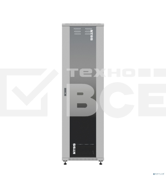 Шкаф серверный NTSS Премиум (NTSS-R42U60100GS) напольный 42U 600x1000 мм пер. дв. стекл. металл 900 кг серый IP20 сталь