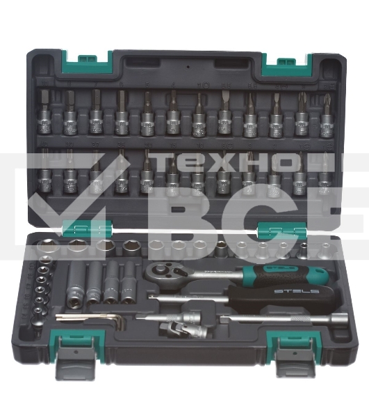 Набор инструментов STELS 141011/4'' CrV пластиковый кейс 57 предм.